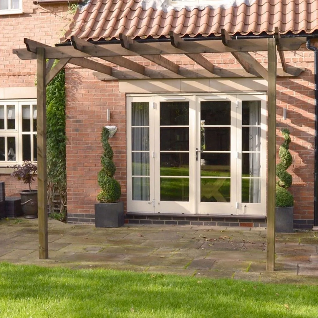 Rutland County Garden Furniture Ltd Wall Mounted Garden Pergola, Wood, L180 x W180 x H270 cm - Light Green in Brown 4