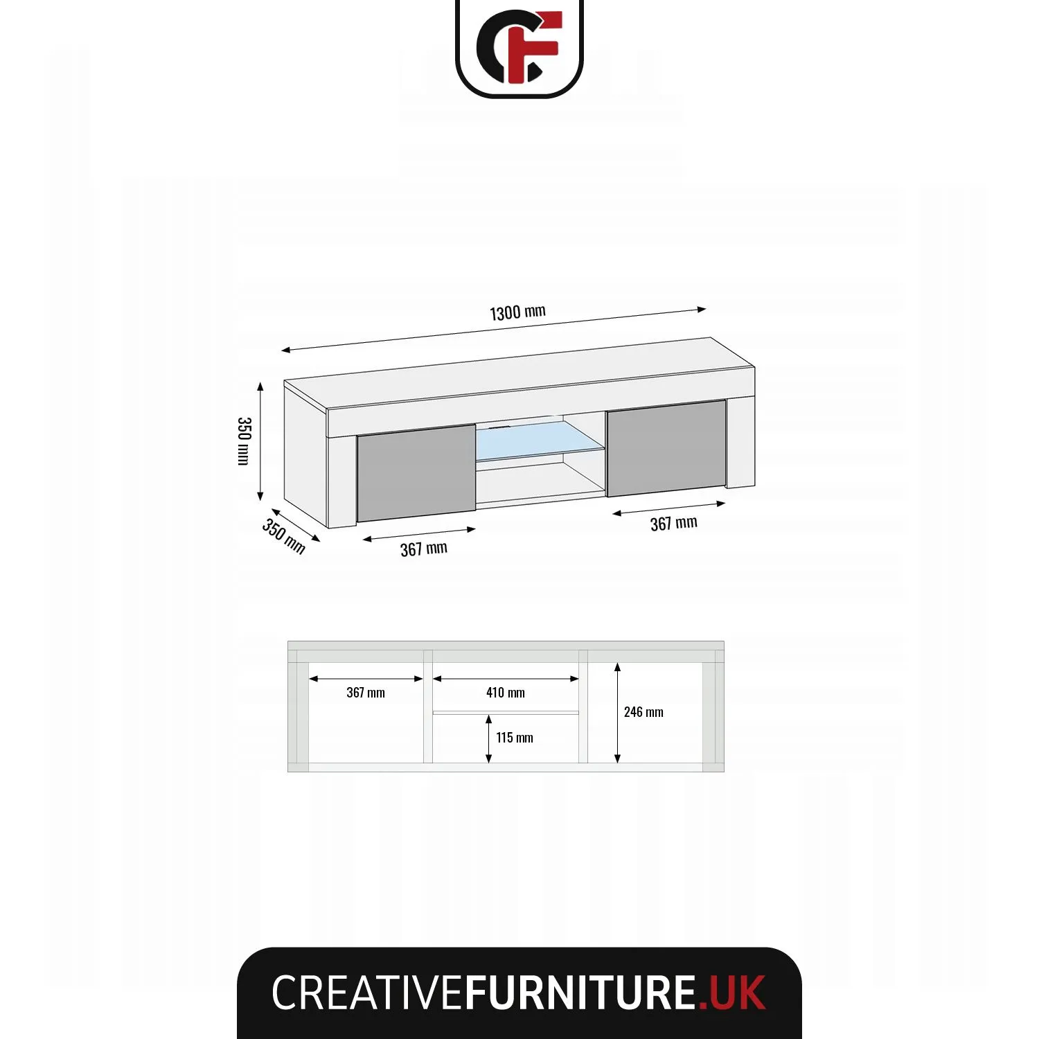 Creative Furniture Loom TV Unit 130cm - Minimalist Cabinet with Matte Finish & LED Lights in Brown 5