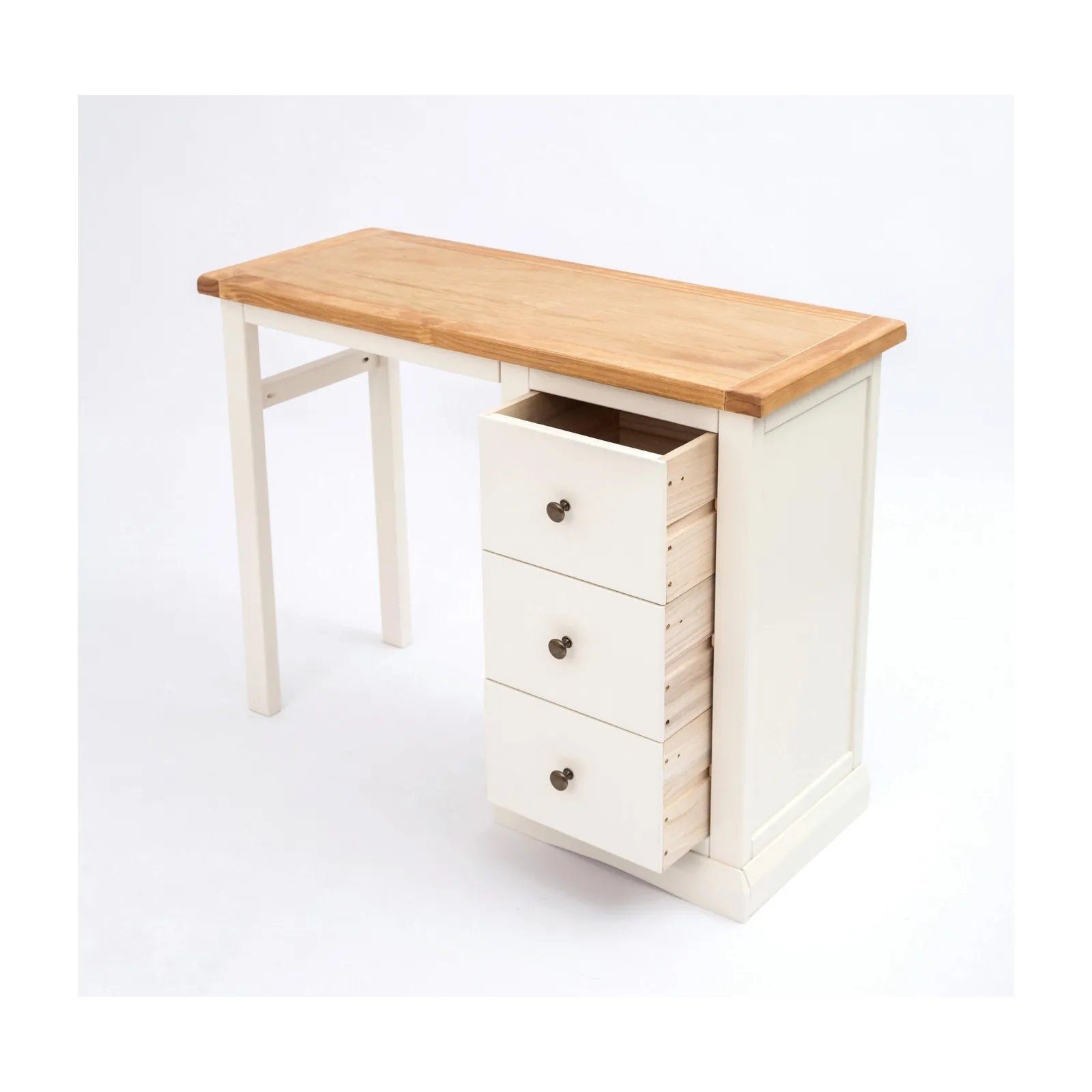 Cabinet Bits Castelli 3 Drawer Desk - Dressing Table Brass Knob in Off-White 4