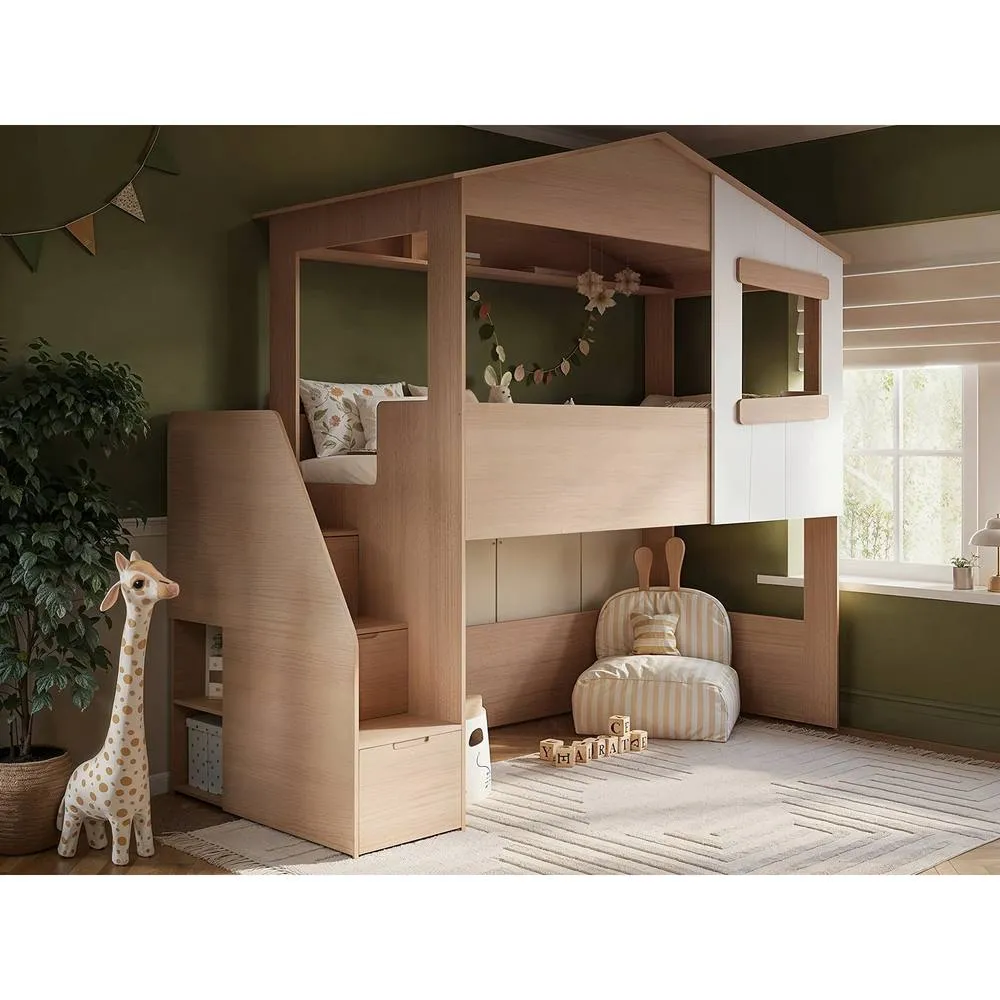 Flair Dreamland House Staircase Midsleeper in Light Oak 1