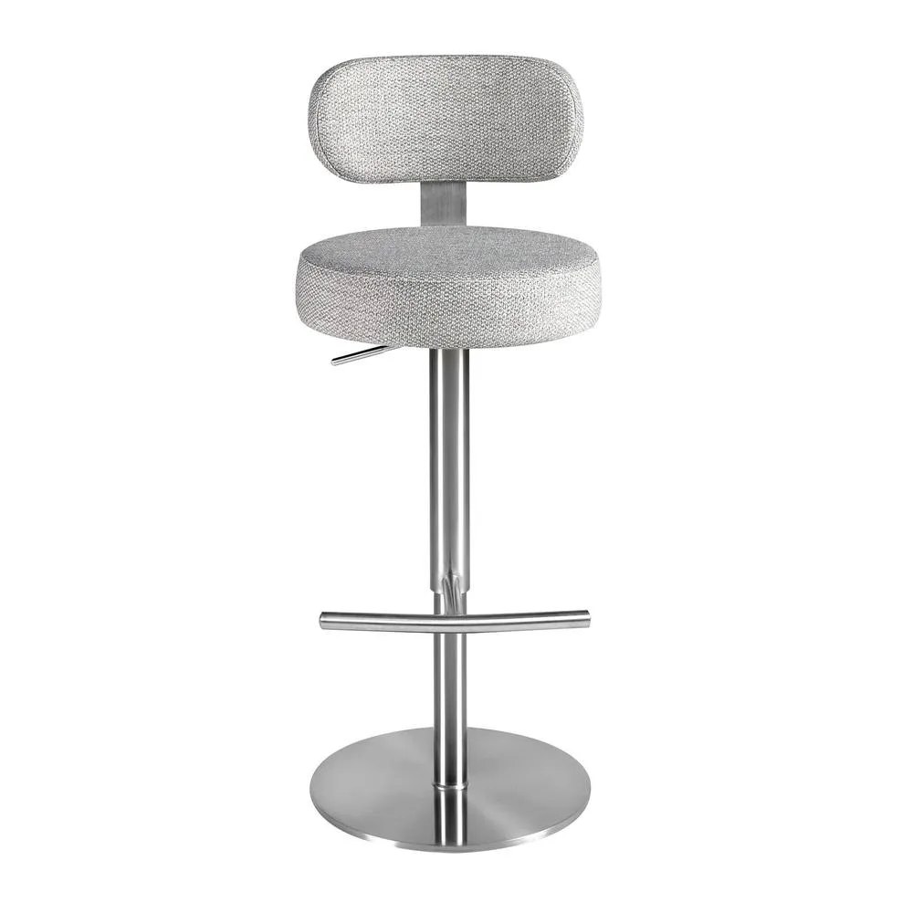 Angel Cerda Marbled-Fabric Swivel Bar Stool in Light Grey 2