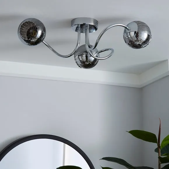 Arta 3 Light Semi Flush Chrome Ceiling Light 2