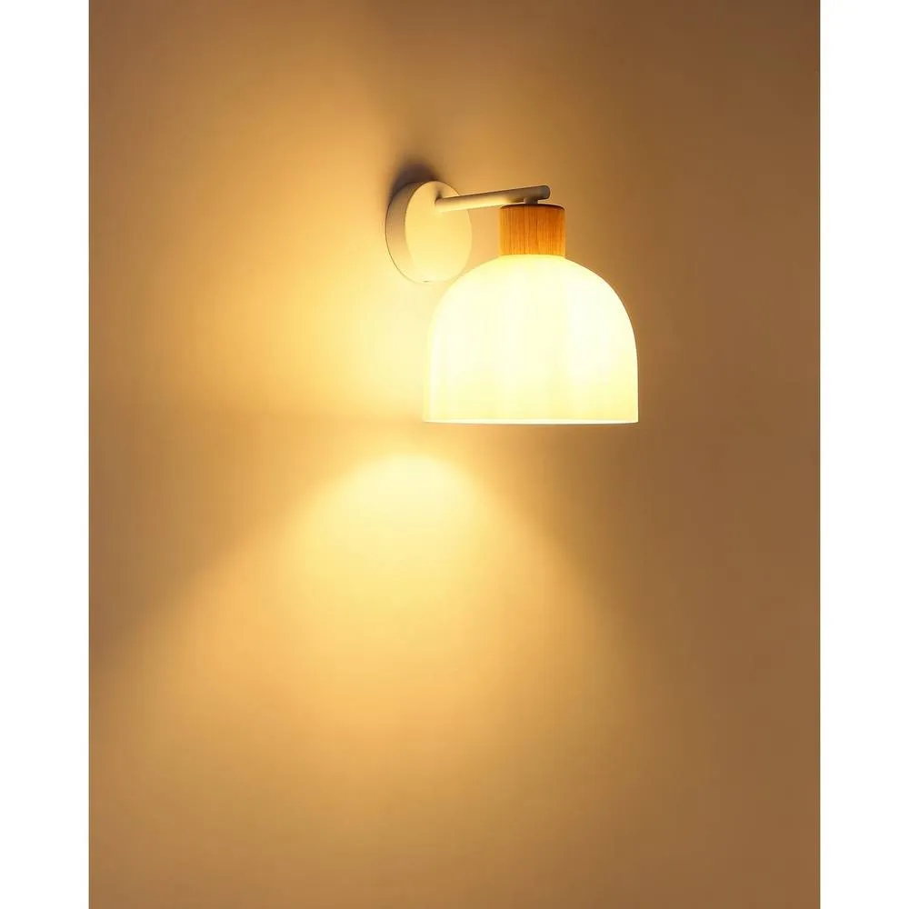 Netlighting Swanson Dome Wall Lamp Matt White Glass Opal Shades E27 5