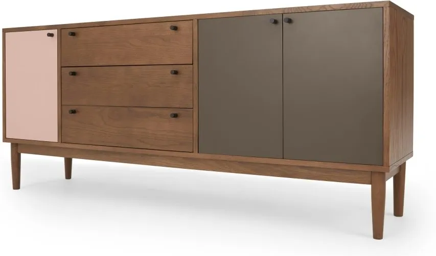 Campton Sideboard, Dark Stain Oak and Pink