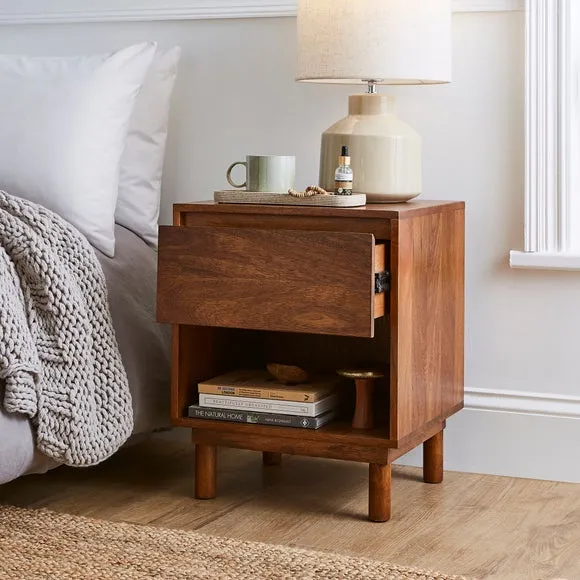 Brannock 1 Drawer Bedside Table, Mid Stained Mango Wood 2