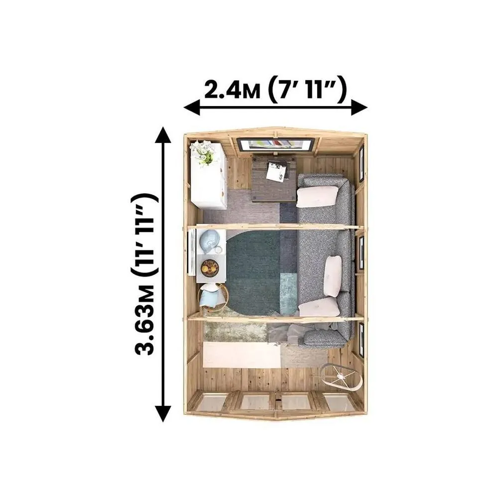Dunster House Summerhouse 2.4m x 3.6m (8' x 12') Apex Roof, RagePanda Modular in Brown 3