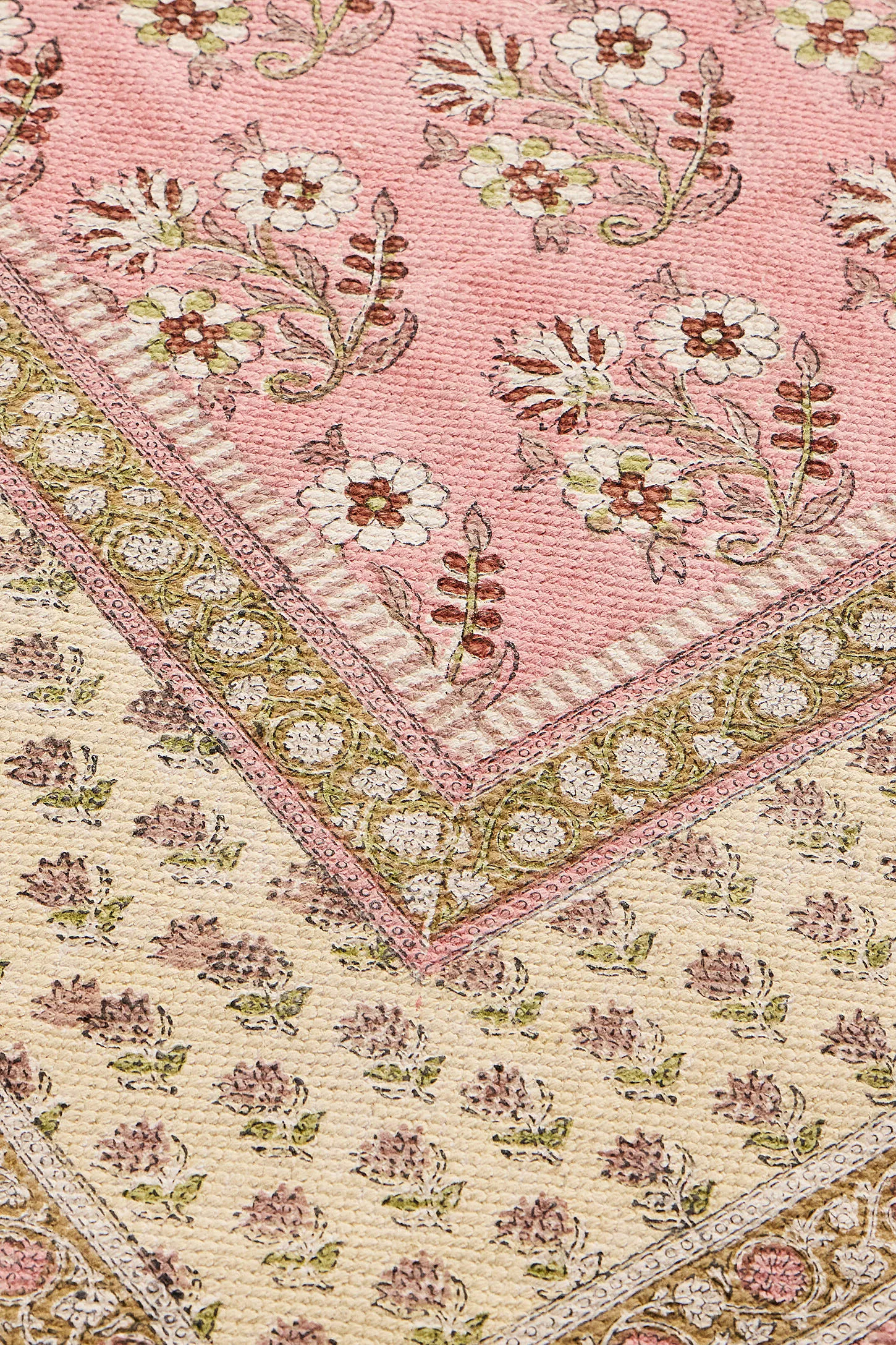 Pink Block Print Reversible 3x5ft / 90x150cm Rug - Pink 3
