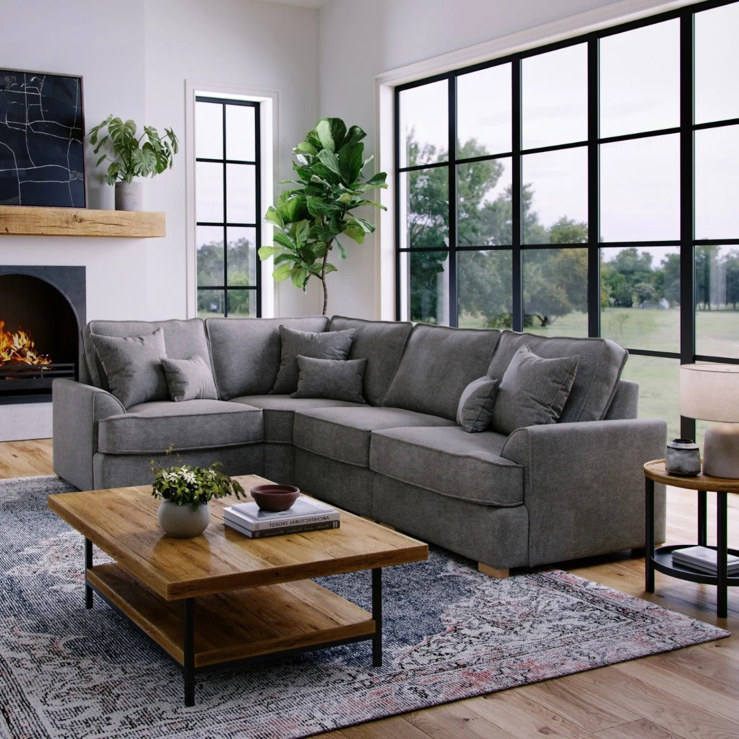 The Great Sofa Company Ophelia Left Hand Facing Chenille Corner Sofa in Dark Grey 1