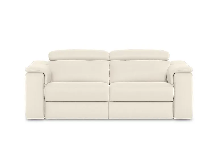 Canto 3 Seater Leather Recliner Sofa with Headrests and Power Lumbar - Torello Bianco Puro