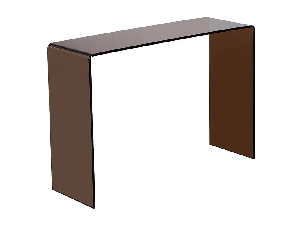 Vente-unique Curved Tempered Glass Console - Brown - ALONZO in Clear 5