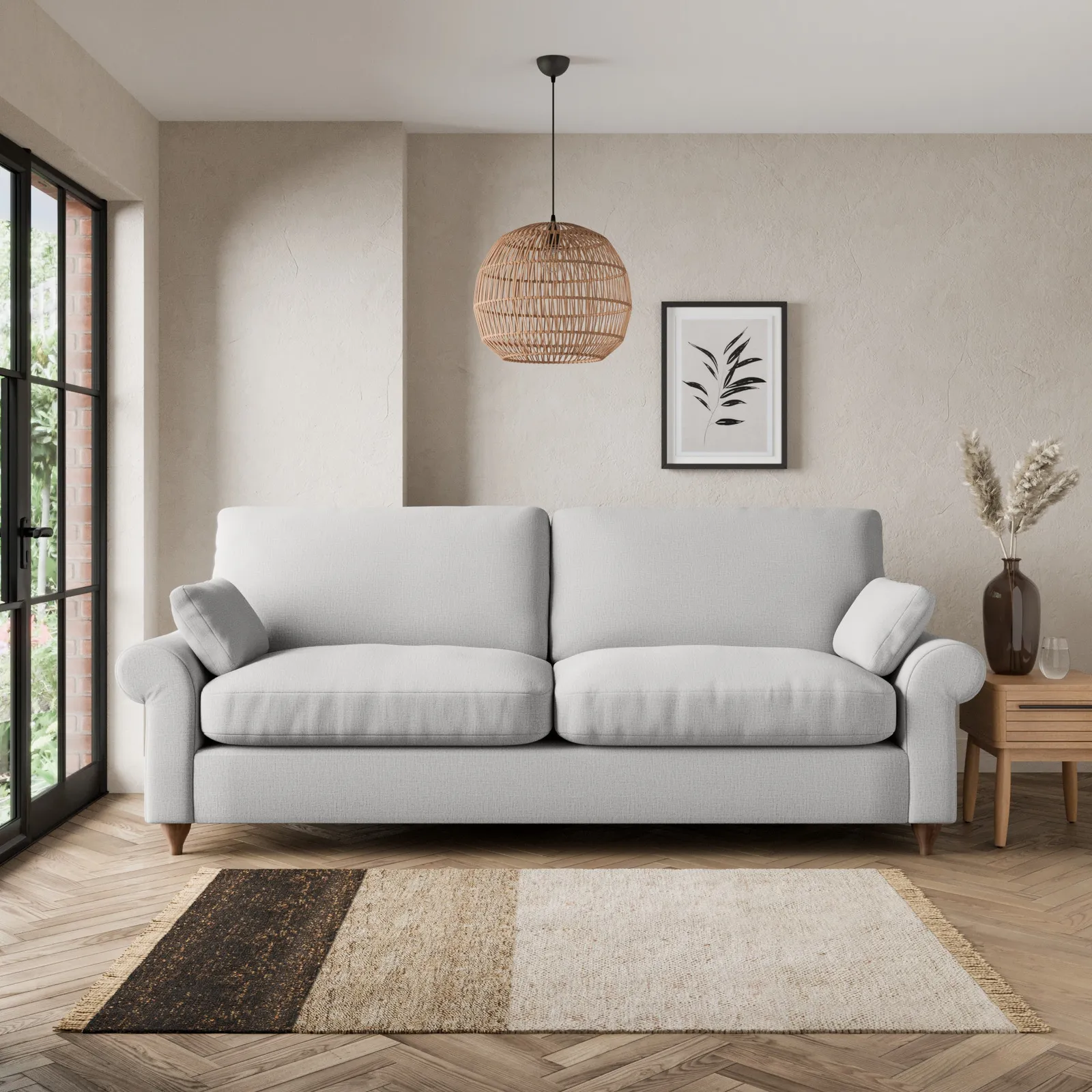 Salisbury Textured Weave 4 Seater Sofa Silver