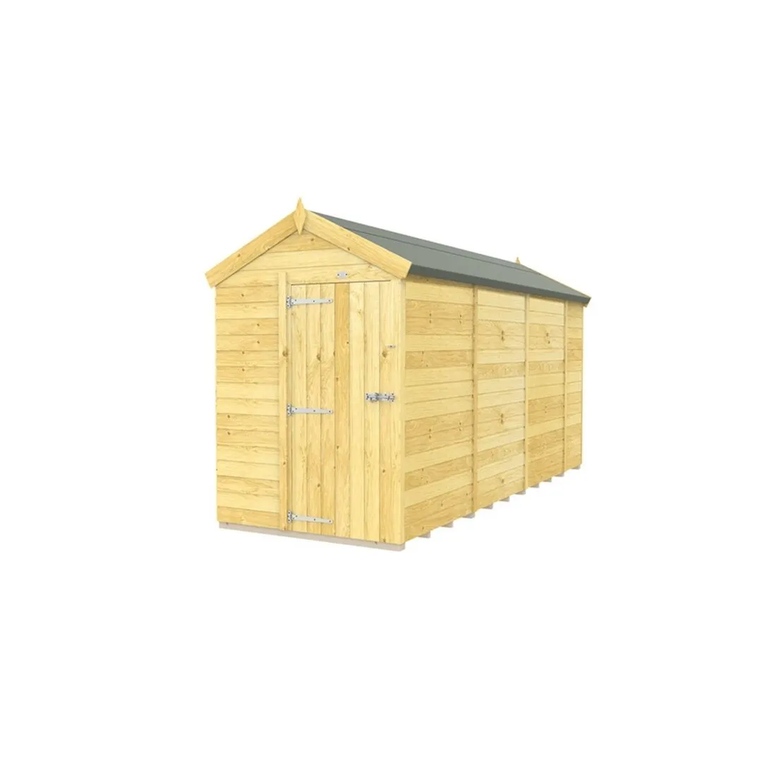 Buttercup Farm 5 x 14 Feet Apex Shed - Single Door W/O Window - L417 x W147 x H217 cm in Brown