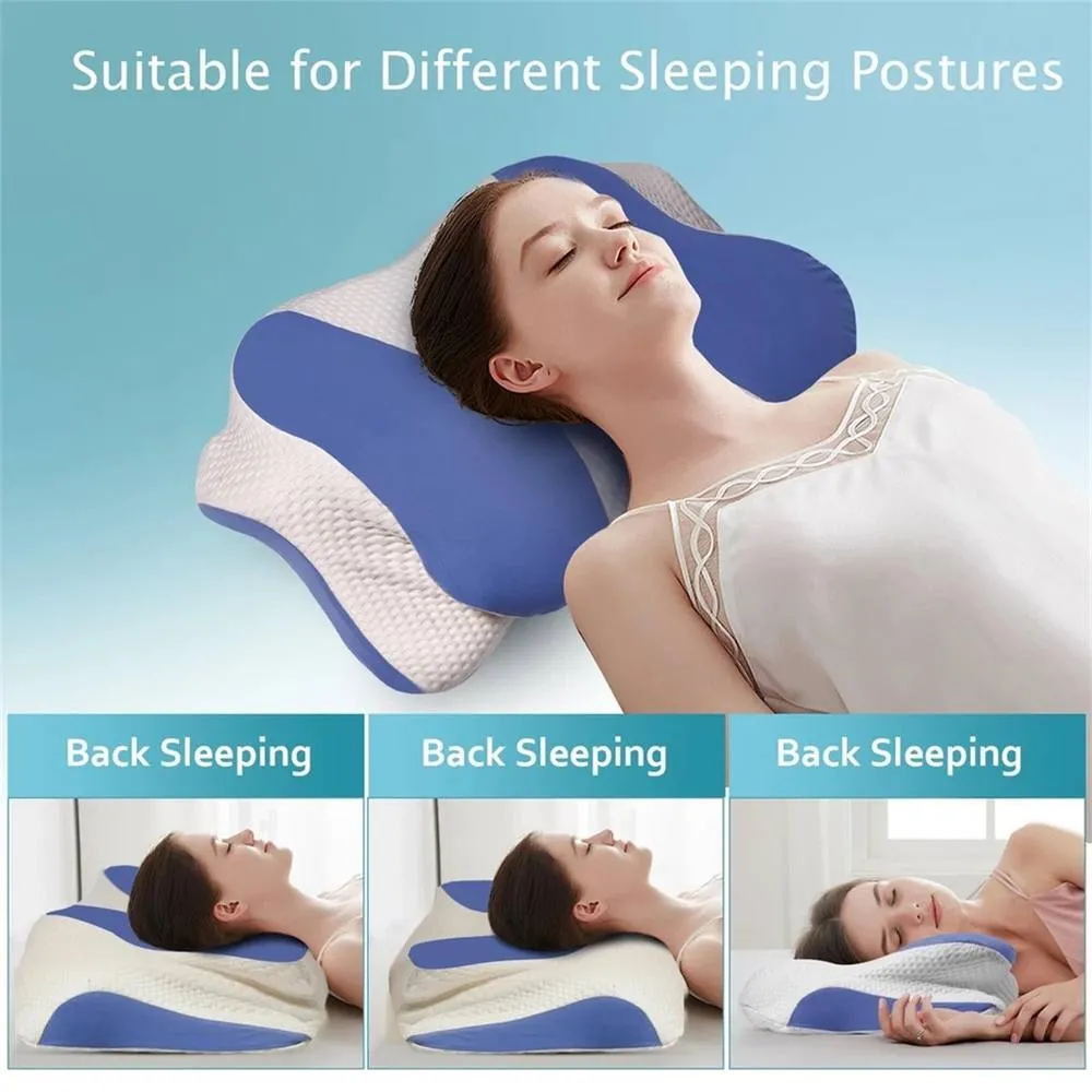 EONLION Pillow Memory Foam Ergonomic Cervical Neck in Blue