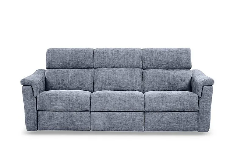 Bella 3 Seater 3 Cushion Fabric Recliner Sofa with Headrests and Power Lumbar - Baby Blue