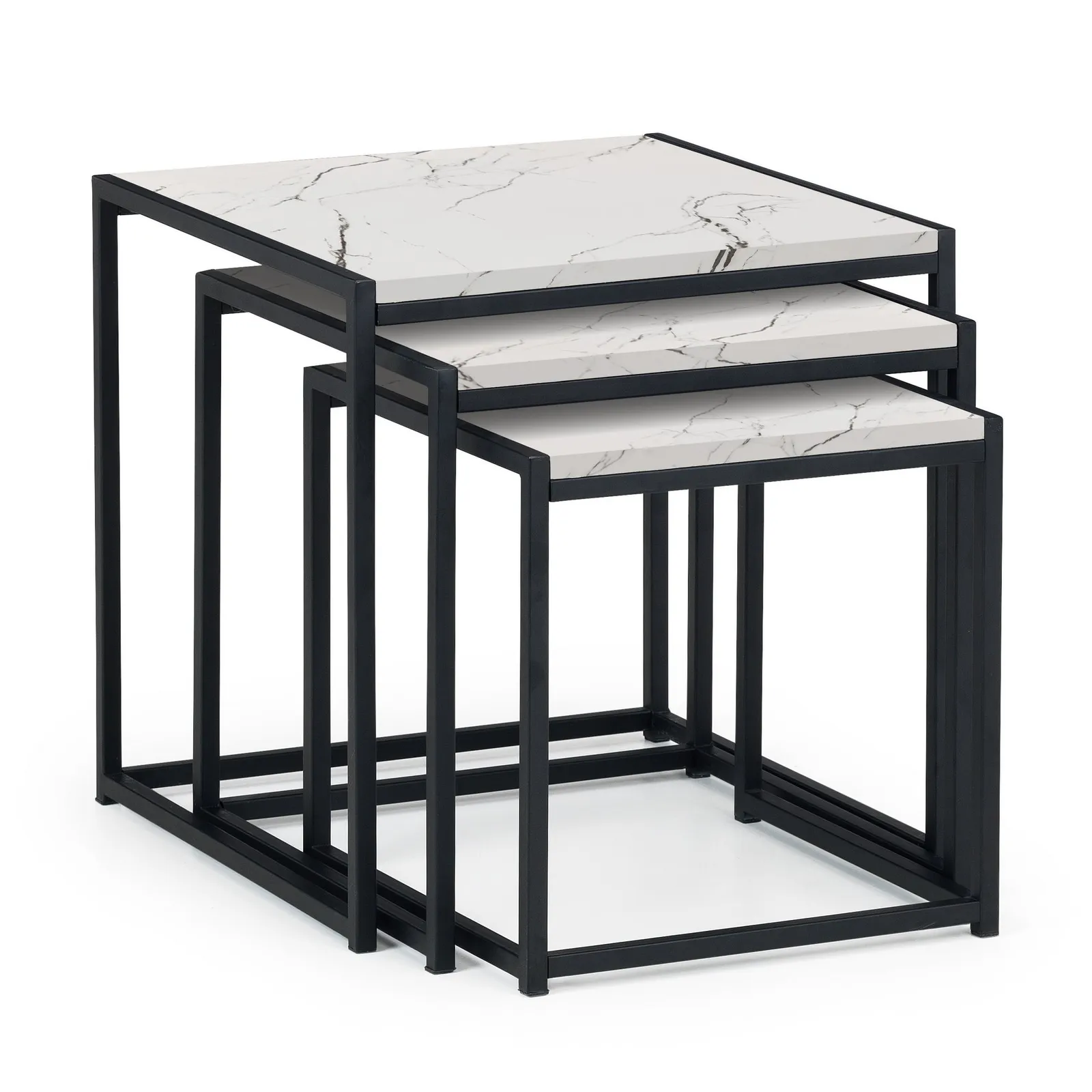 Tribeca Nest of 3 Tables, White Marble