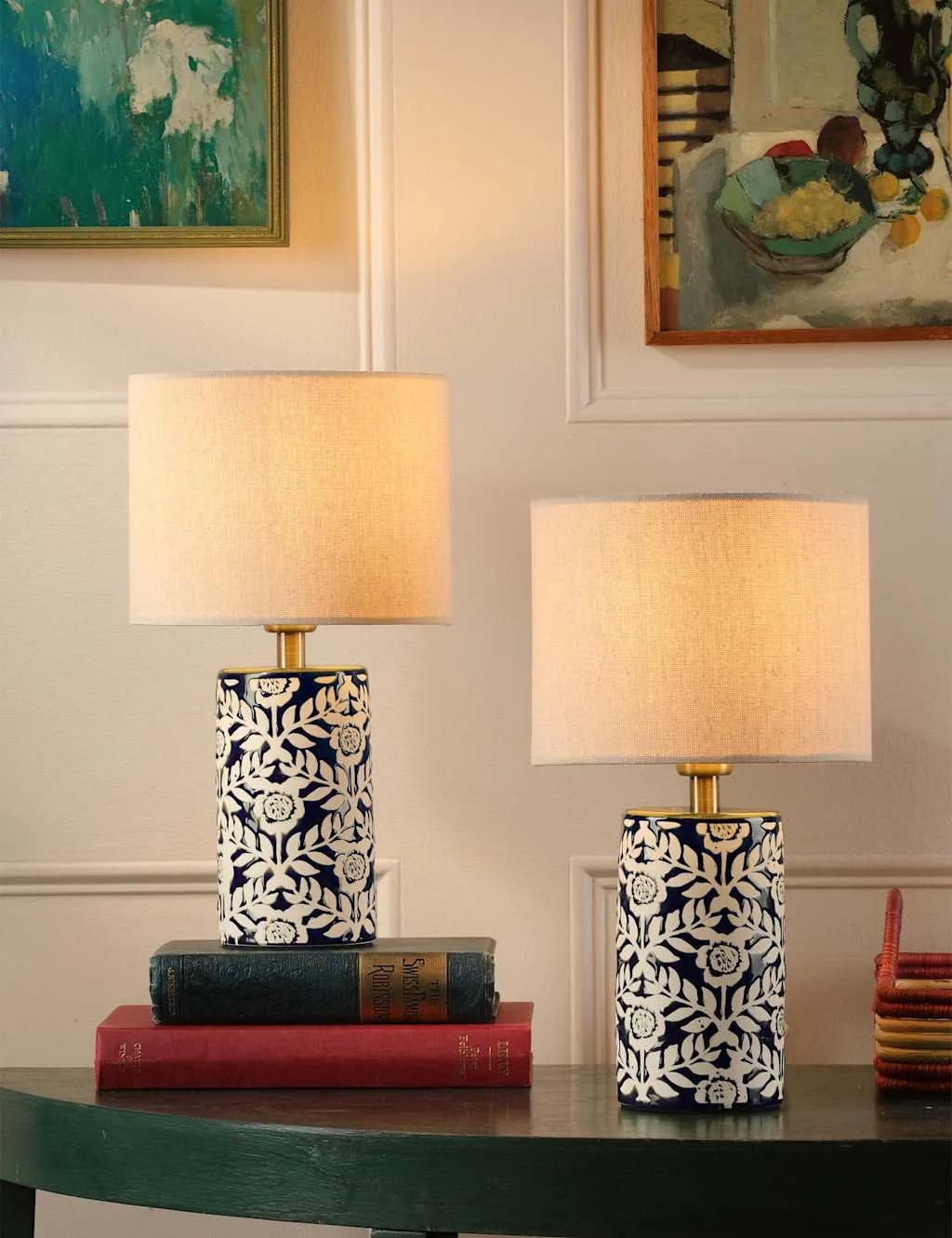 Joules Home Lighting Highclere Table Lamp Navy Mix