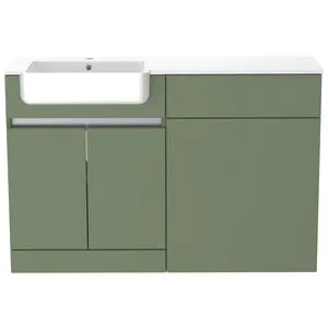 Be Modern Botanica Sage Green Left Hand 1260mm Freestanding Vanity & Toilet Pan Unit with Basin Modular Combination 2