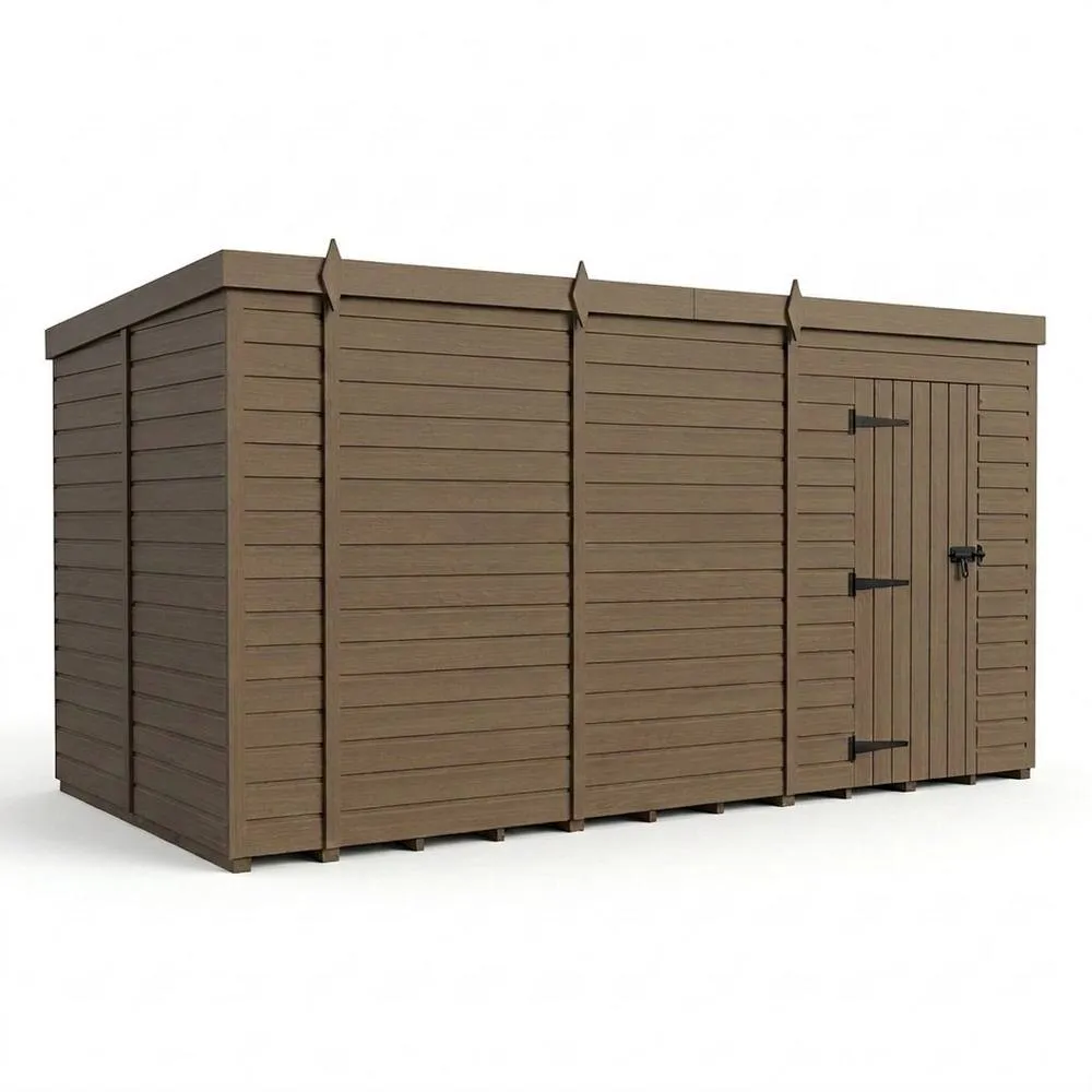 Buttercup Farm 15ft x 9ft Composite Pent Garden Shed Single Door No Windows in Brown