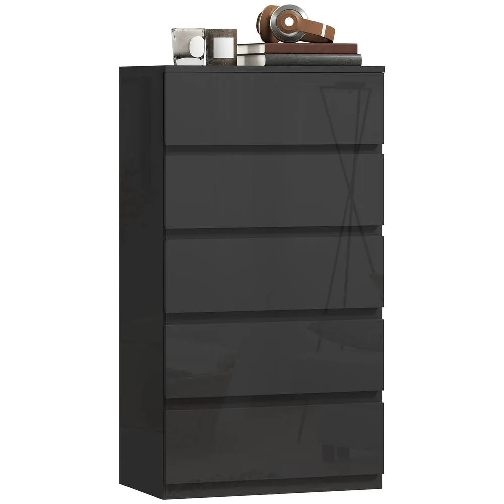 HOMCOM Bedroom Chest of Drawers, 5 Drawers Dresser, Drawer Unit, Black 2