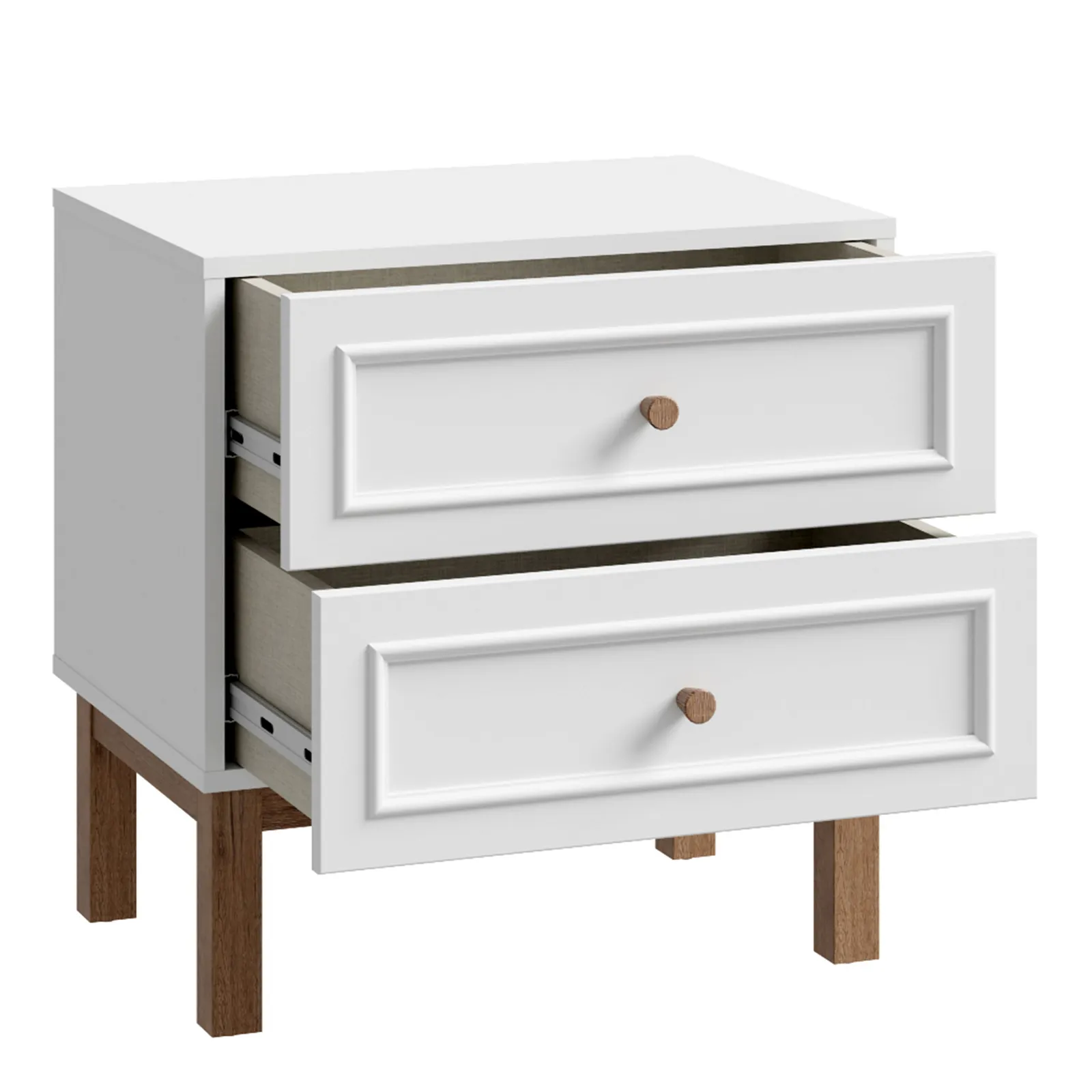 Furniture To Go Wensley 2 Drawer Bedside Chest in Light Grey & Oak 3