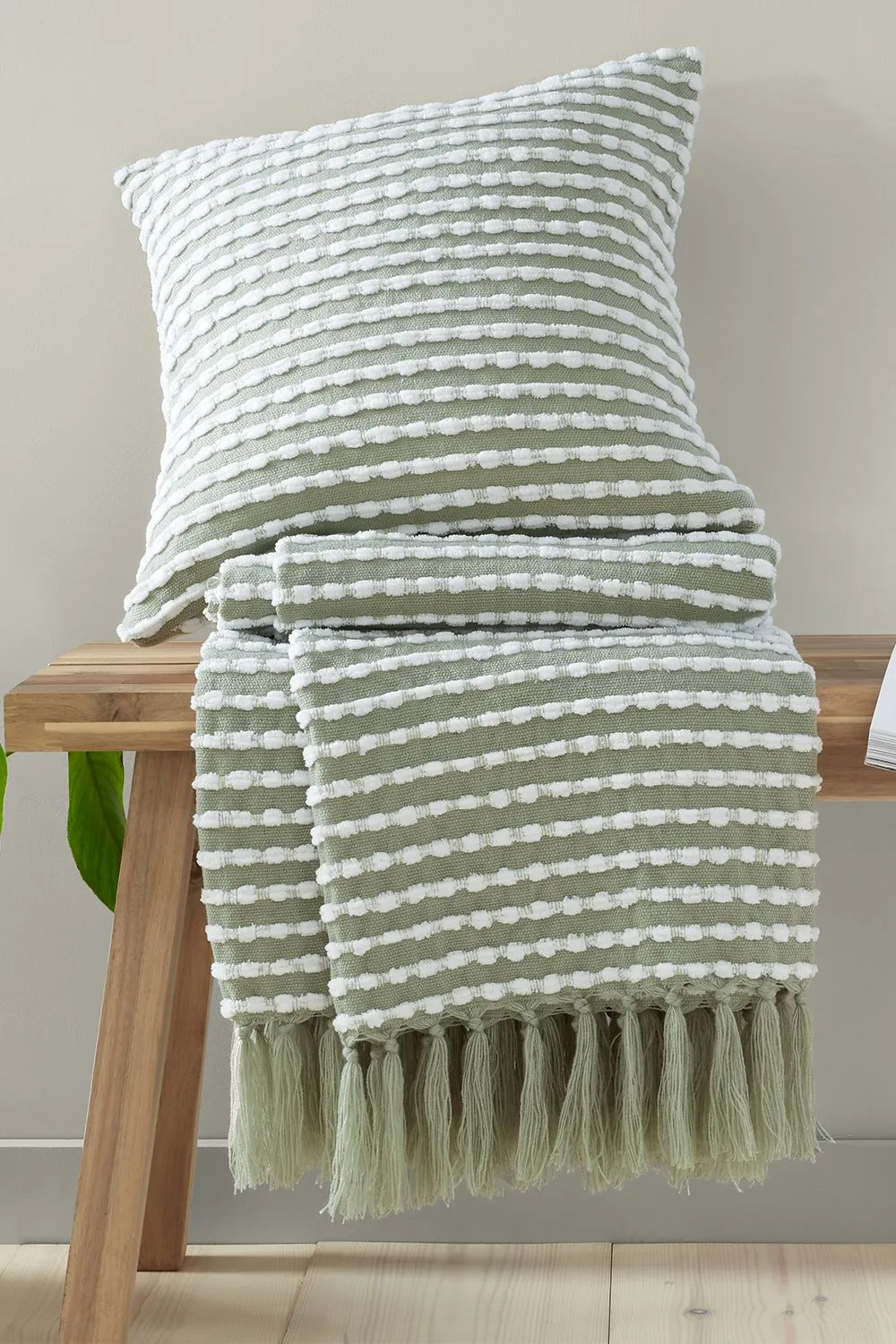 Catherine Lansfield 'Stab Stitch' Cushion in Green 4