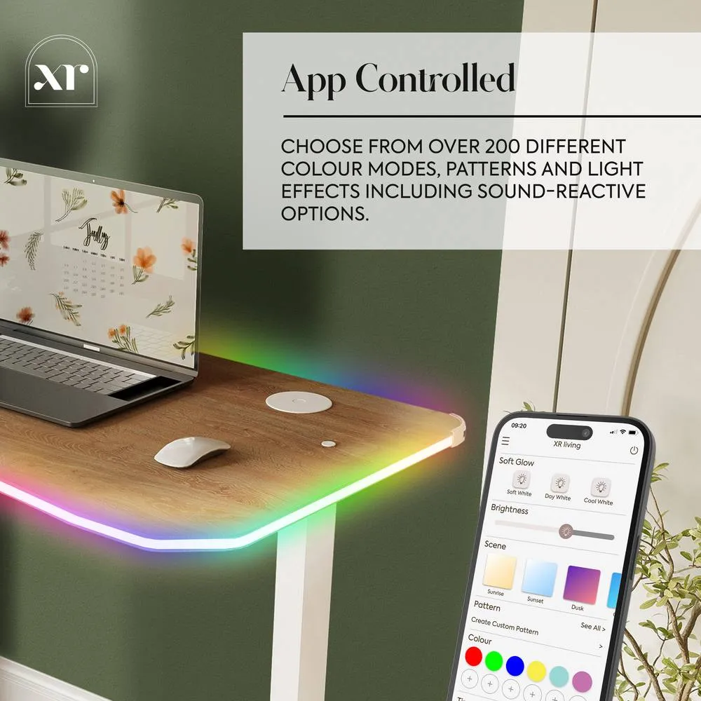 X Rocker Oka RGB LED Office Desk with Wireless Charging in Light Oak 4