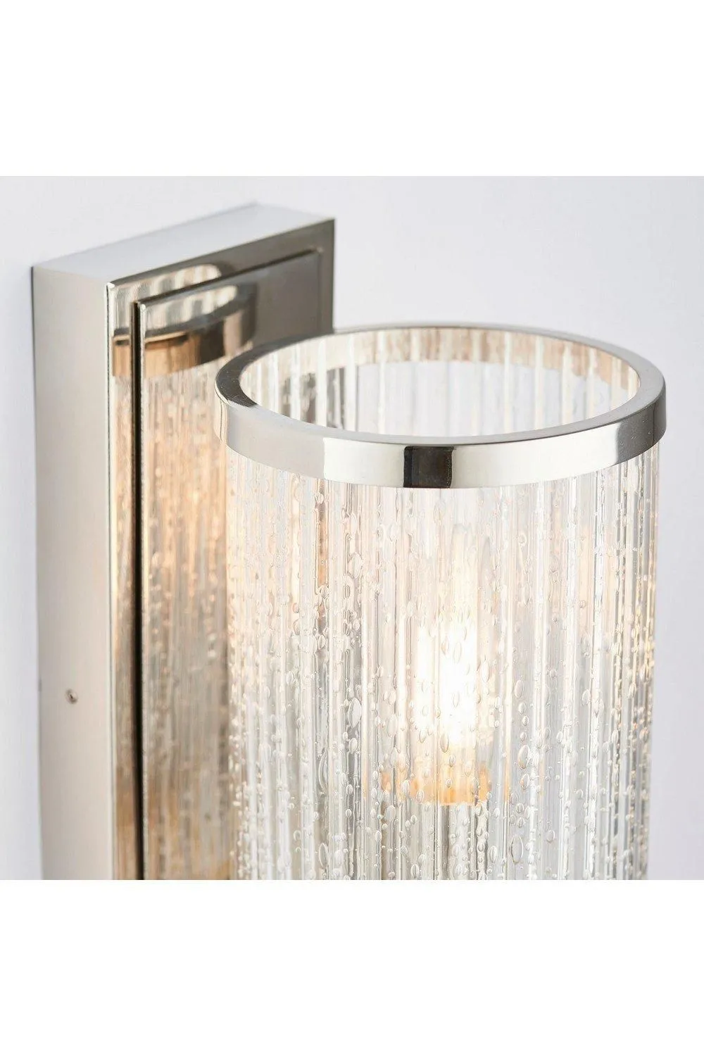 Netlighting Easton 1 Light Wall Bright Nickel Ribbed Glass With Bubbles E14 in Grey 4