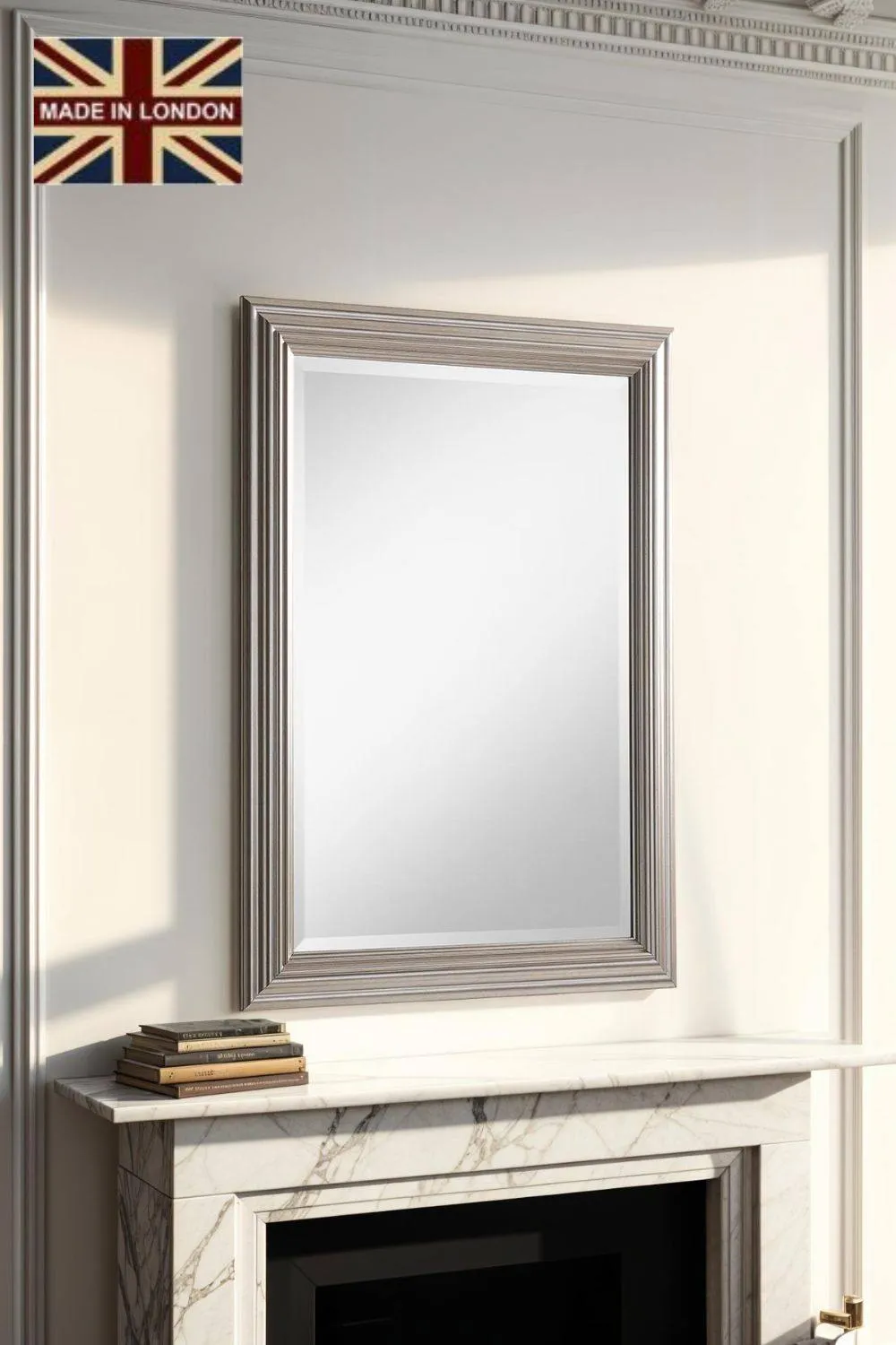 Yearn Mirrors Silvery Champagne Rectangular Mirror 116x90.5cm in Metallic Silver