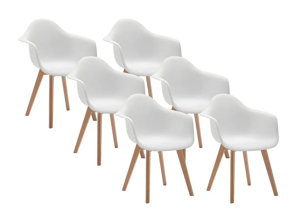 Vente-unique Set Of 6 VIXI Chairs With Armrests - Polypropylene & Beech - White 2