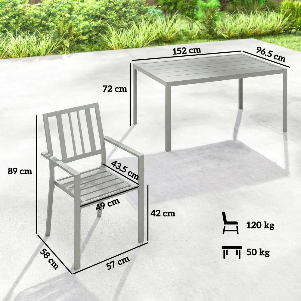 OUTSUNNY 7 Pieces Garden Furniture Set with Stackable Chairs, Light Grey 3