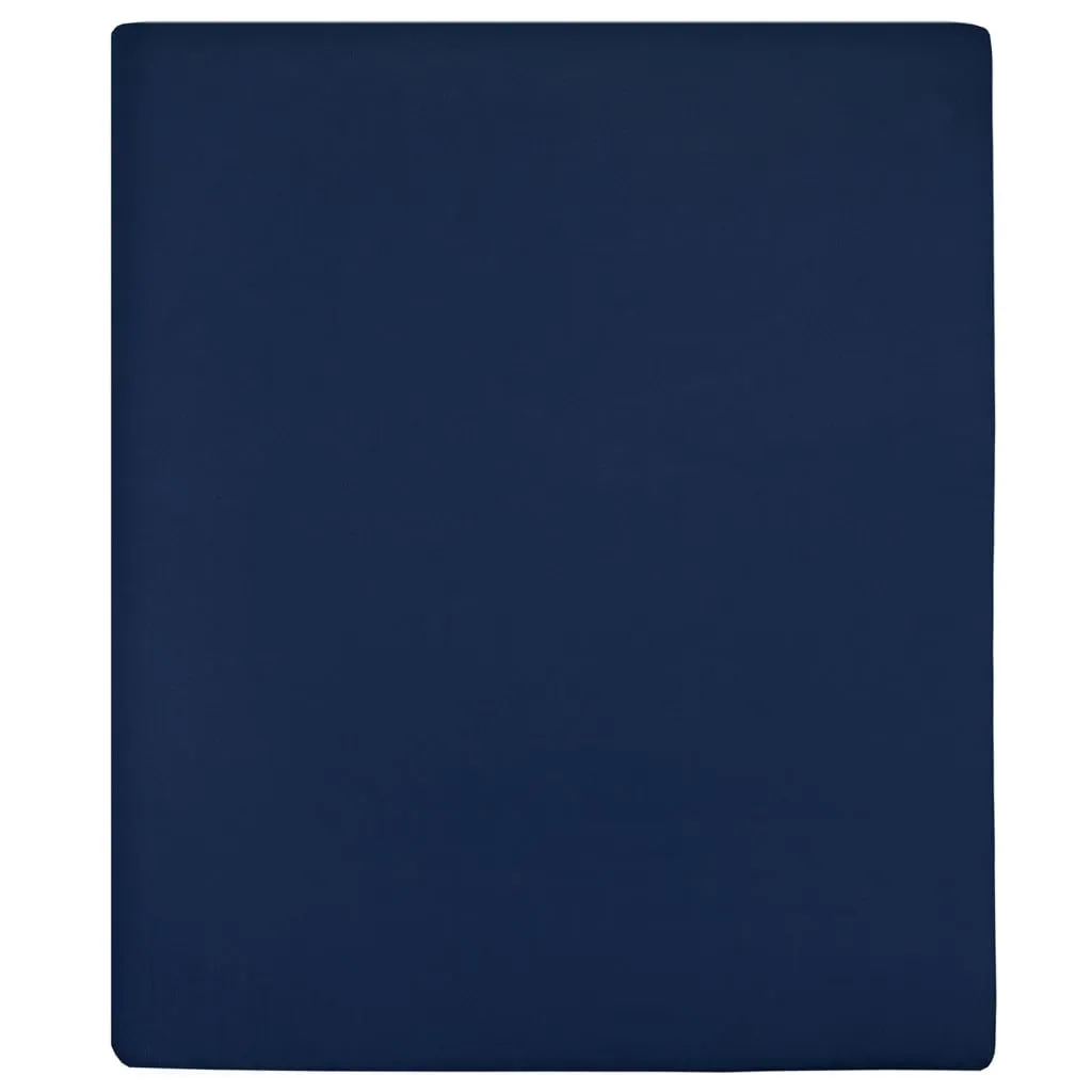 Berkfield Home Jersey Fitted Sheet Navy Blue 140x200 cm Cotton