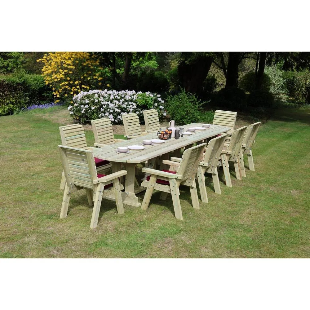 Churnet Valley Garden Furniture Ltd Ergo Large 10 Seater Set 10xC 2.4M Table - L250 x W120 x H103 cm in Brown