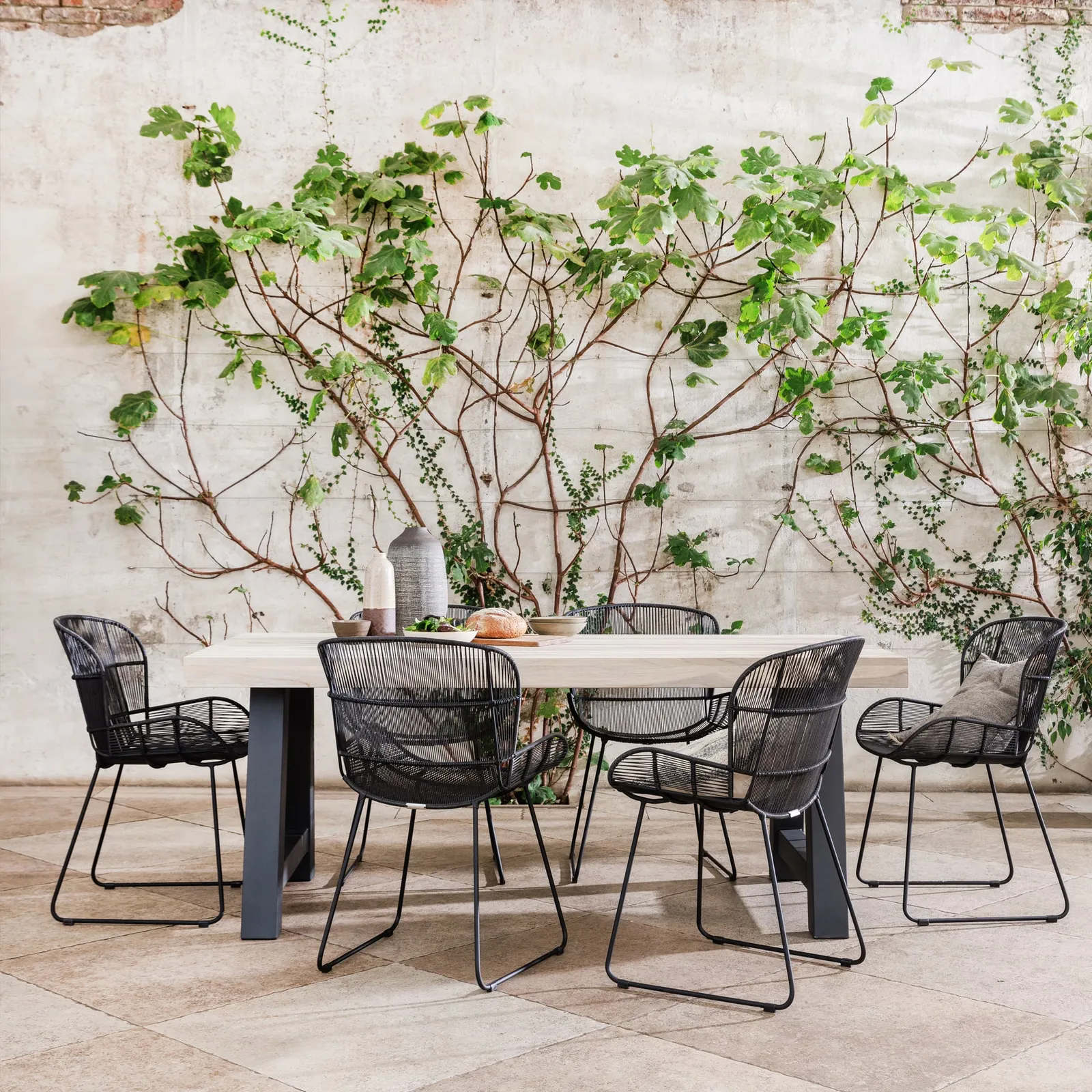 Beach Dining Table, Teak, Black | Barker & Stonehouse