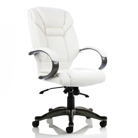 Galloway Leather Executive Office Chair In White With Arms