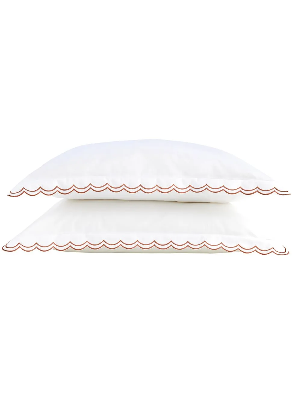 CHRISTY Scallop Edge Cotton Sateen Oxford Pillowcases in Red 3