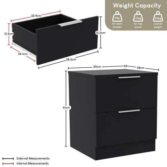 Hayes 2 Drawer Bedside Table 6