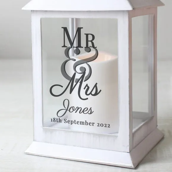 Personalised Mr and Mrs White Lantern 3