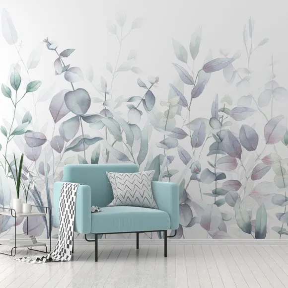 Watercolour Leaves Wall Mural 1