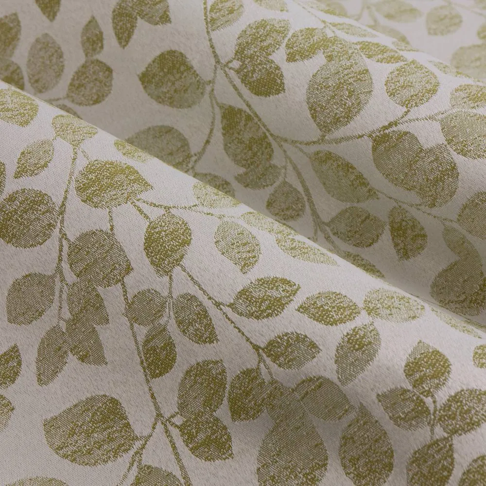 Wylder Grace Leaf Jacquard Fully Lined Pencil Pleat Curtain Pair in Pale Green 6