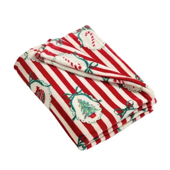 Catherine Lansfield Christmas Vintage Stripe Throw Blanket 4