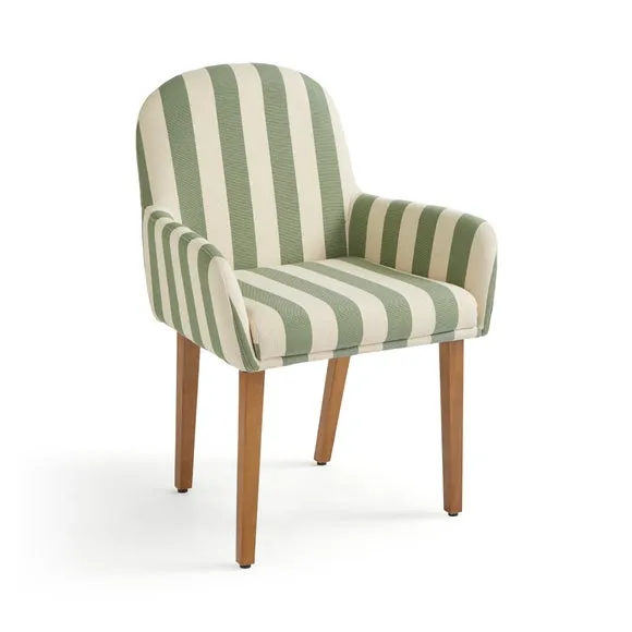 Agnes Carver Dining Chair, Olive Green Striped Fabric 5