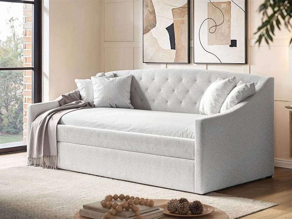 Flair Aurora Boucle Daybed with Trundle in White 2