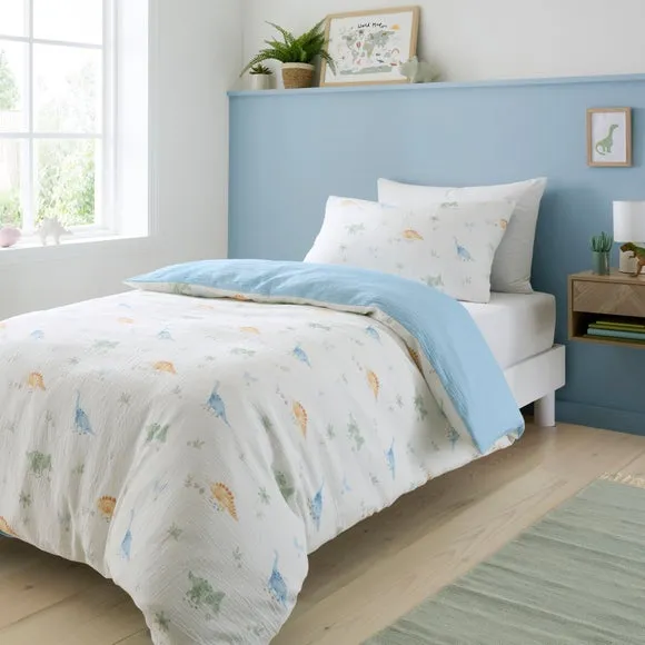 Dinosaur Cotton Muslin Quilt Cover & Pillowcase Set 1