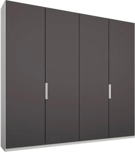 Caren 4 door 200cm Hinged Wardrobe, White Frame, Matt Graphite Grey Doors, Classic Interior