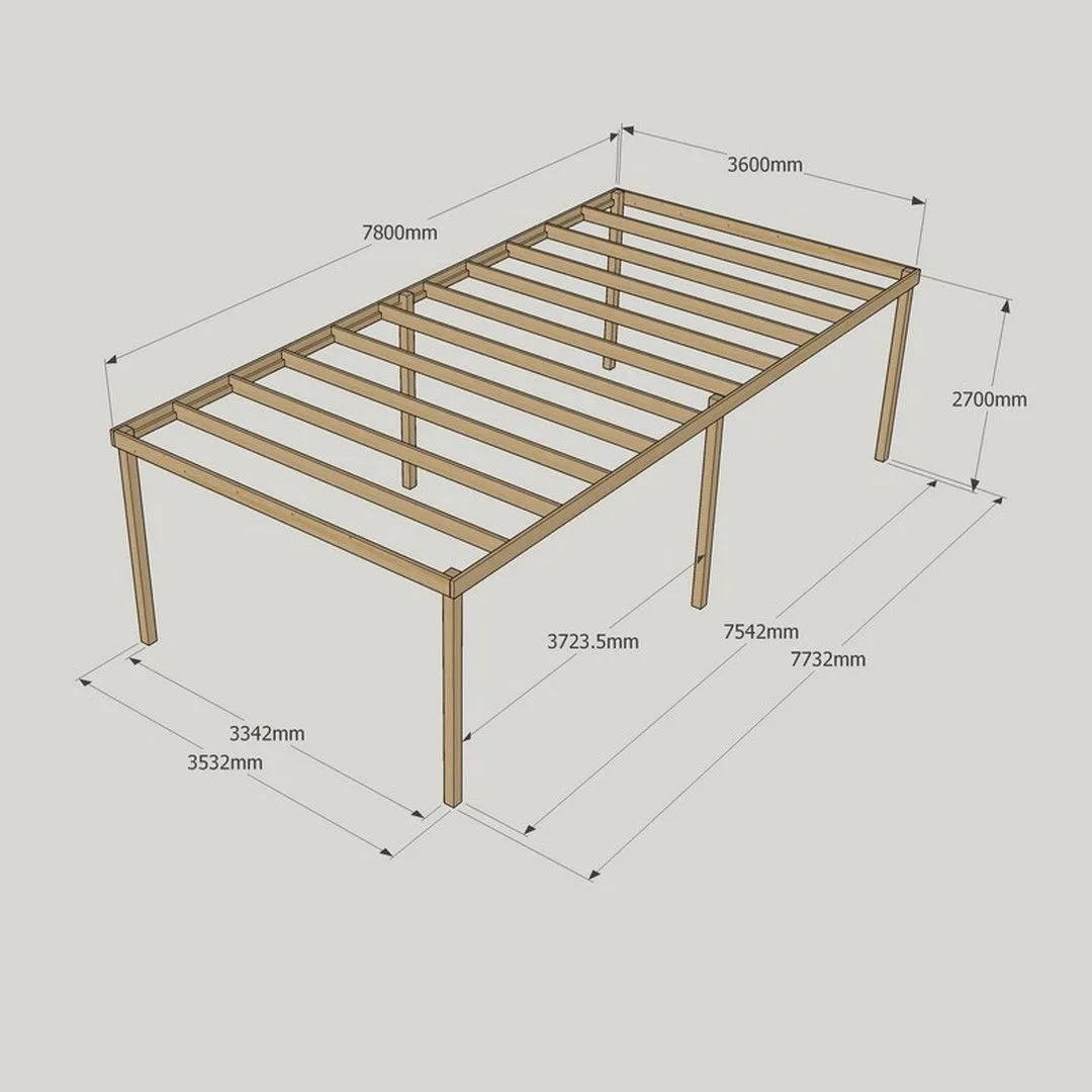 Rutland County Garden Furniture Ltd Garden Pergola 6 Posts - Wood - L360 x W780 x H270 cm - Light Green in Brown 4