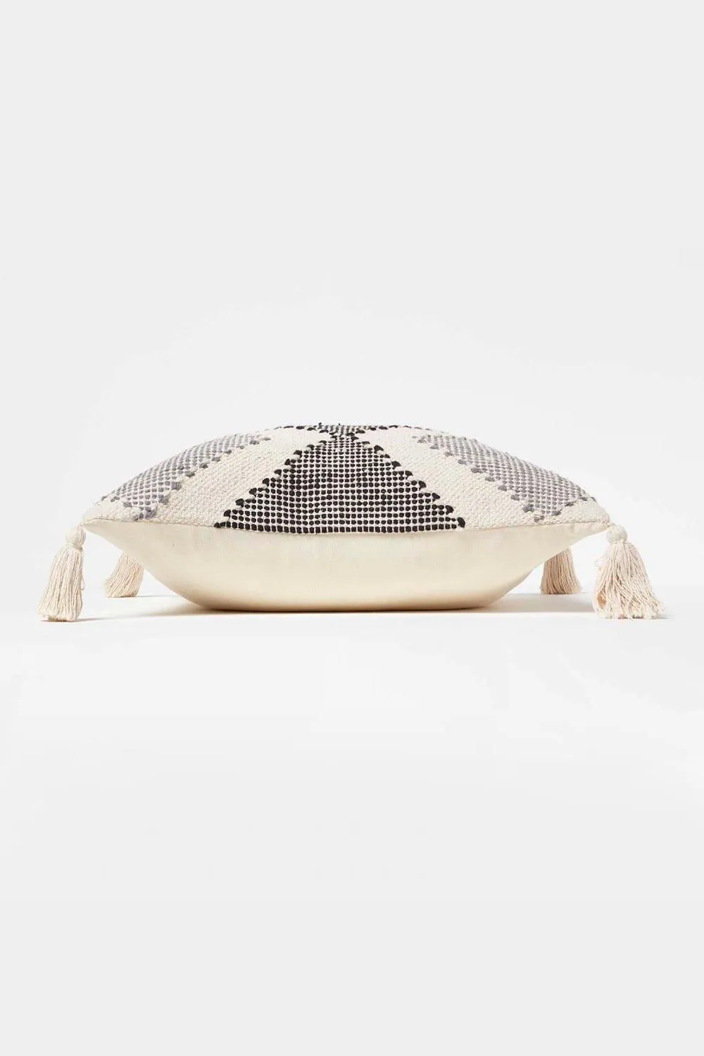 Homescapes Malmo Handwoven Textured Grey & Black Cushion 4