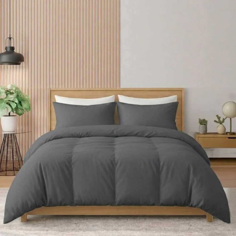 Pamposh 400TC Egyptian Cotton Duvet Cover Set Reversible Quilt Covers in Charcoal
