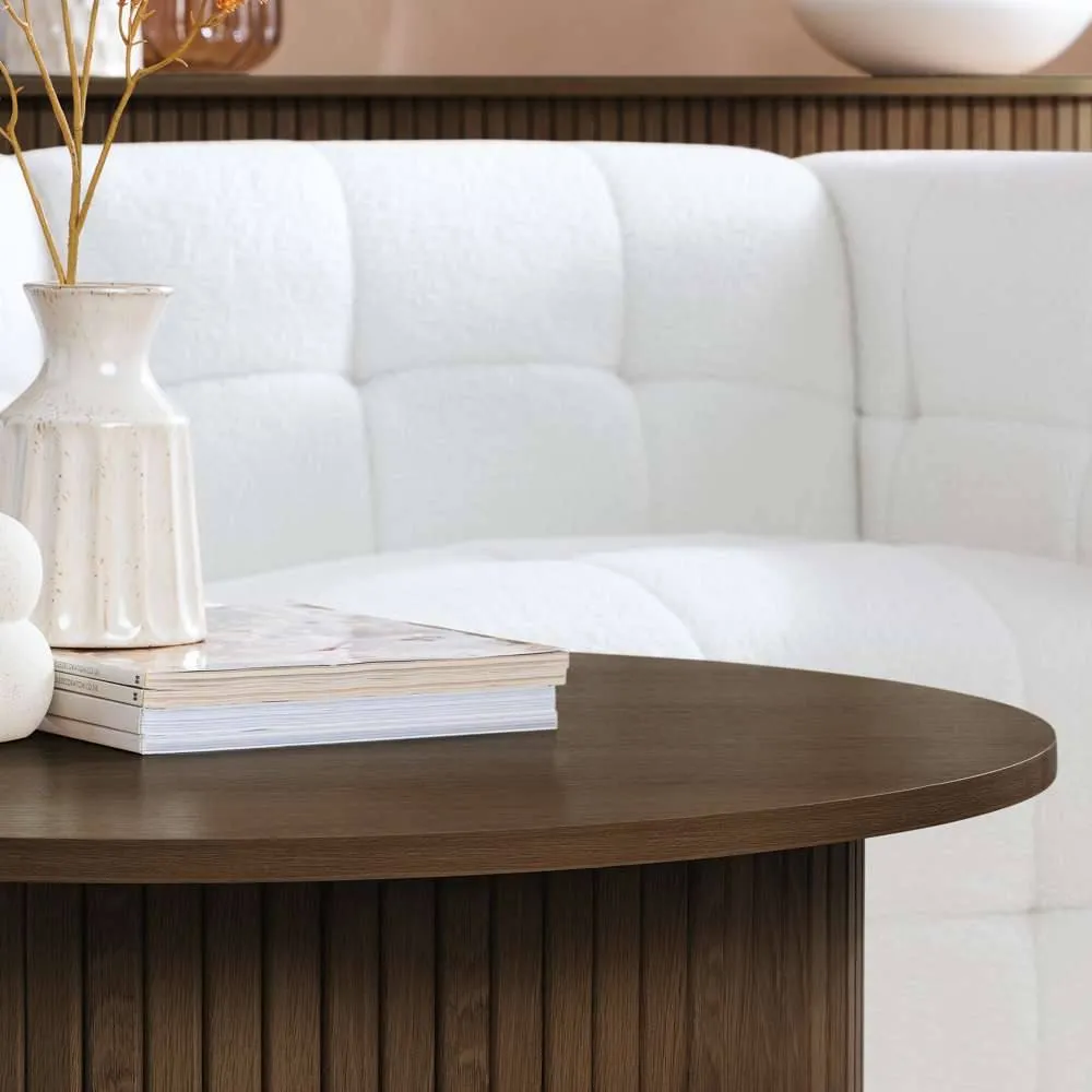 Birlea Axel Round Fluted Coffee Table in Brown 3