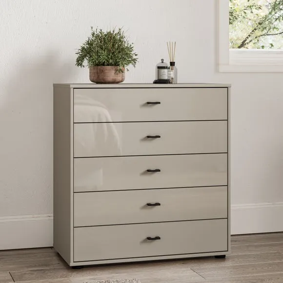 Wiemann Kahla Glass Fronted Large 5 Drawer Chest 1