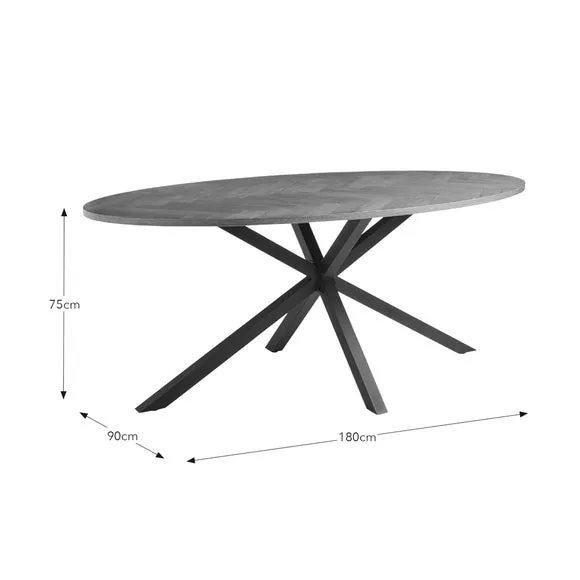 Xavi 6 Seater Oval Parquet Dining Table, Oak 5
